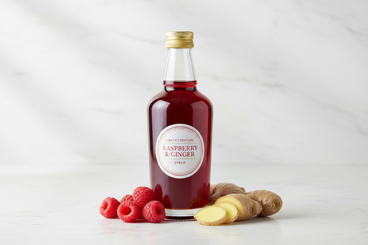 The MT Pantry Limited Edition Raspberry & Ginger Syrup in Wooden Box